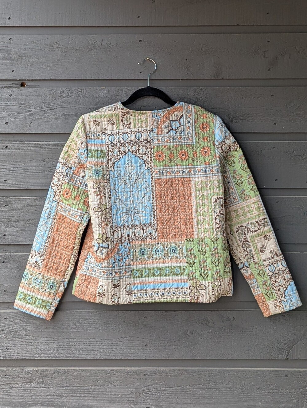 NWOT M.D.L. Multicolor Patchwork Quilted Bomber Jacket Size Medium Zip Front - Picture 5 of 7